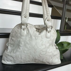 Donald J Pliner Genuine Leather Shoulder Purse Stitched Design Elegant Tote